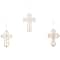 Light Brown Wood Carved Beaded Crosses Biblical Wall Decor with Rope Hanger Set of 3 9", 18"